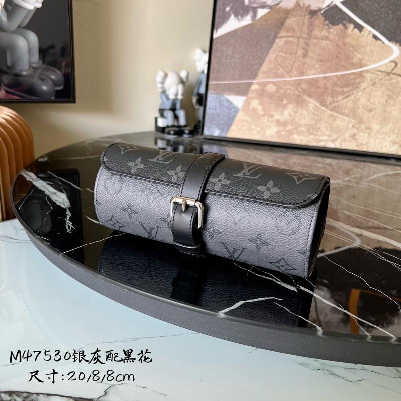 LV Handbags Clutches M47530 (M41137) black flower combined with gray flower black leather